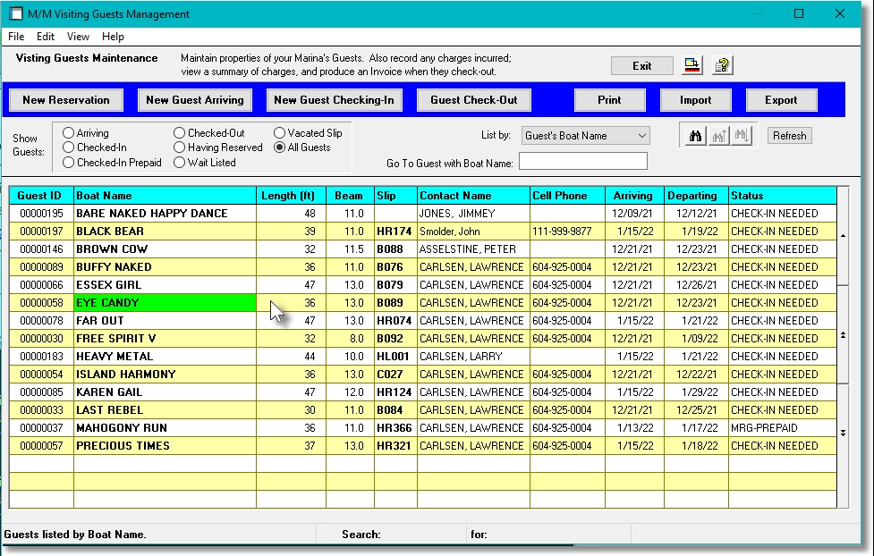 Dock Codes Grid Screen